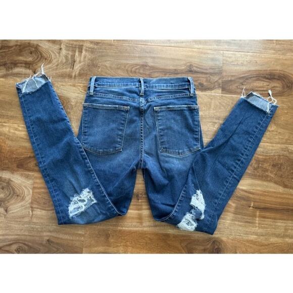 Frame Le High Skinny Distress Raw Step Hem Jeans in Woodbine Way- Size 26 - Picture 6 of 7